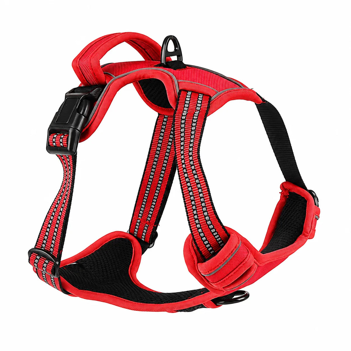 dog harness in red, product shot