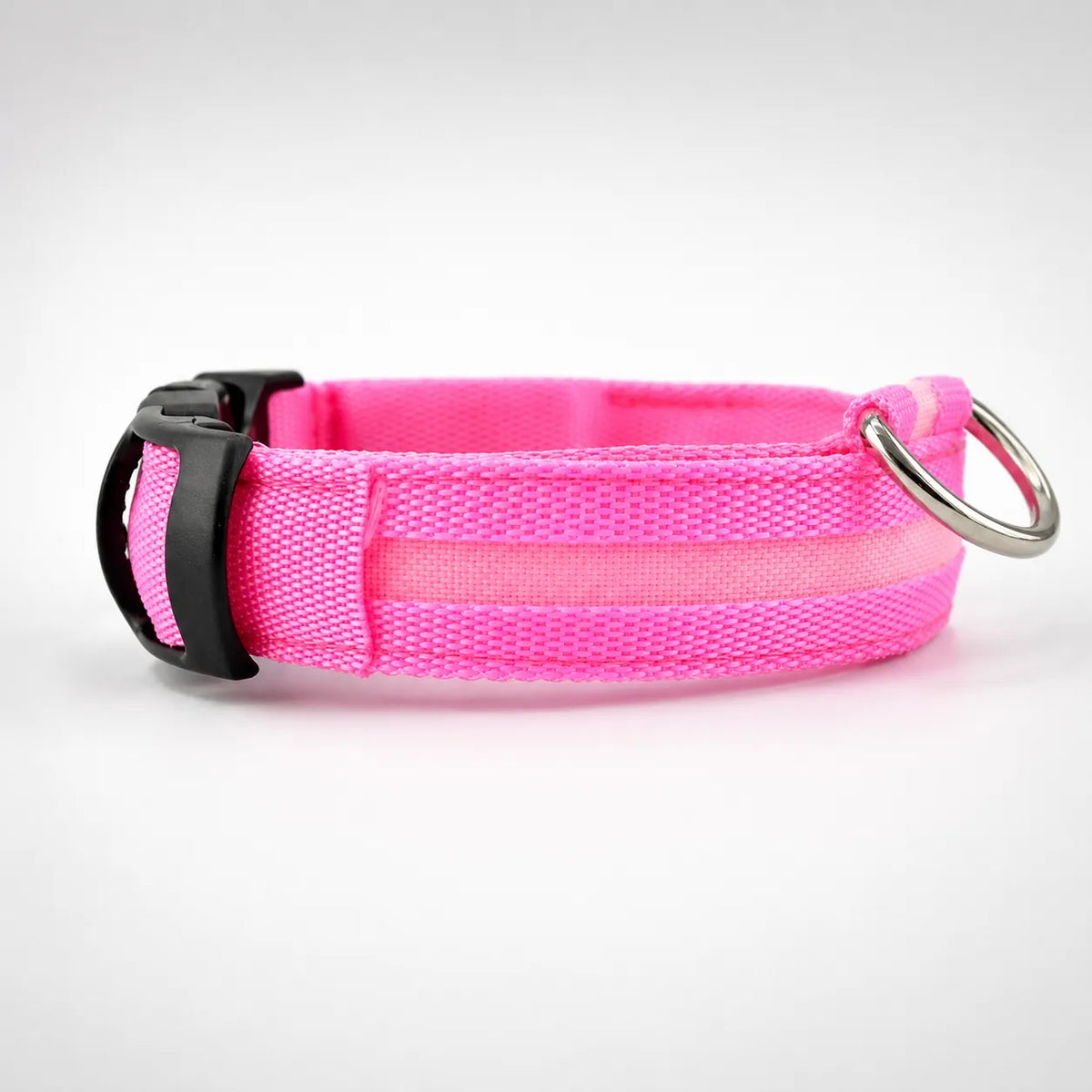 dog led light for collar, pink, product close-up